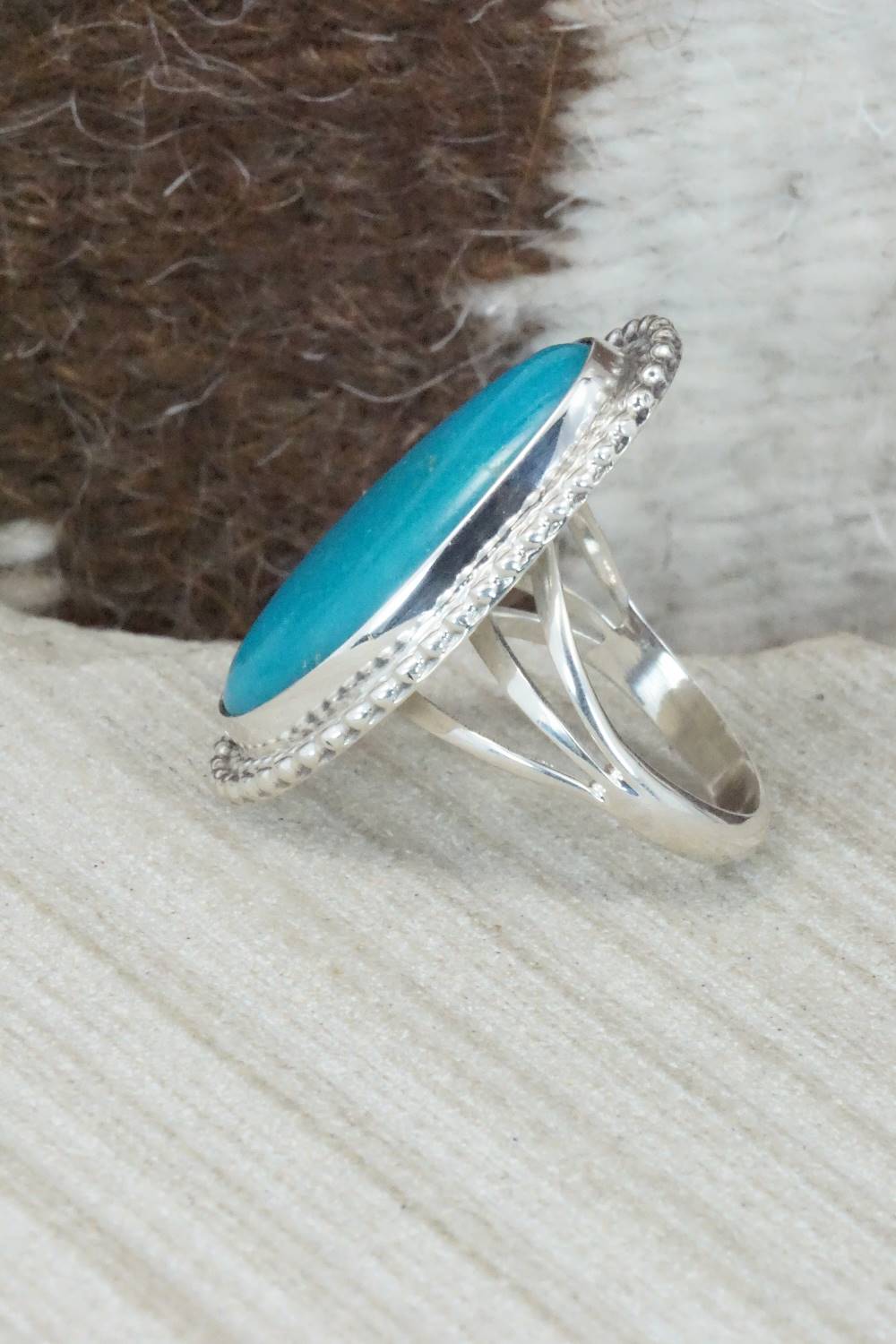 Turquoise & Sterling Silver Ring - Angeline Platero - Size 8.5