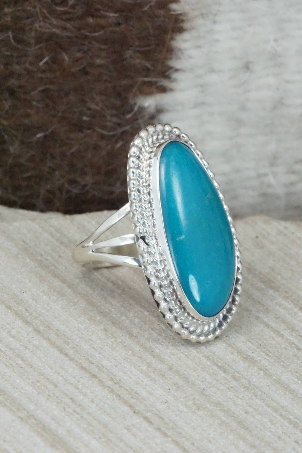 Turquoise & Sterling Silver Ring - Angeline Platero - Size 8.5