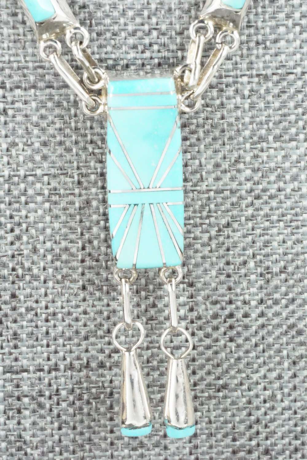 Turquoise & Sterling Silver Necklace and Earrings Set - Jolene Lamy