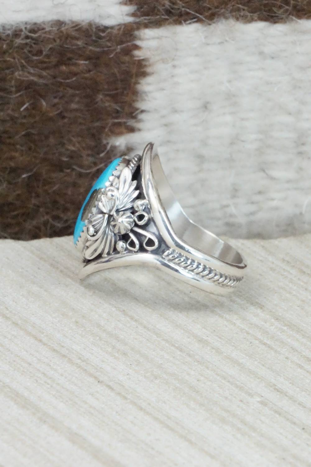 Turquoise & Sterling Silver Ring - Bobby Platero - Size 12.75