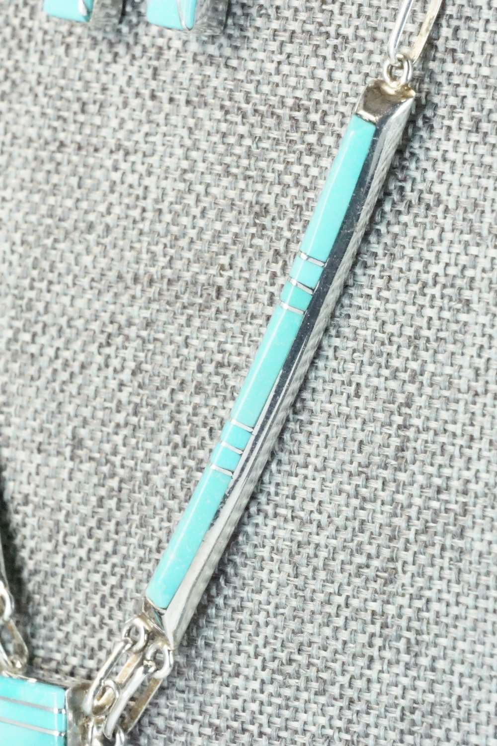 Turquoise & Sterling Silver Necklace and Earrings Set - Jolene Lamy