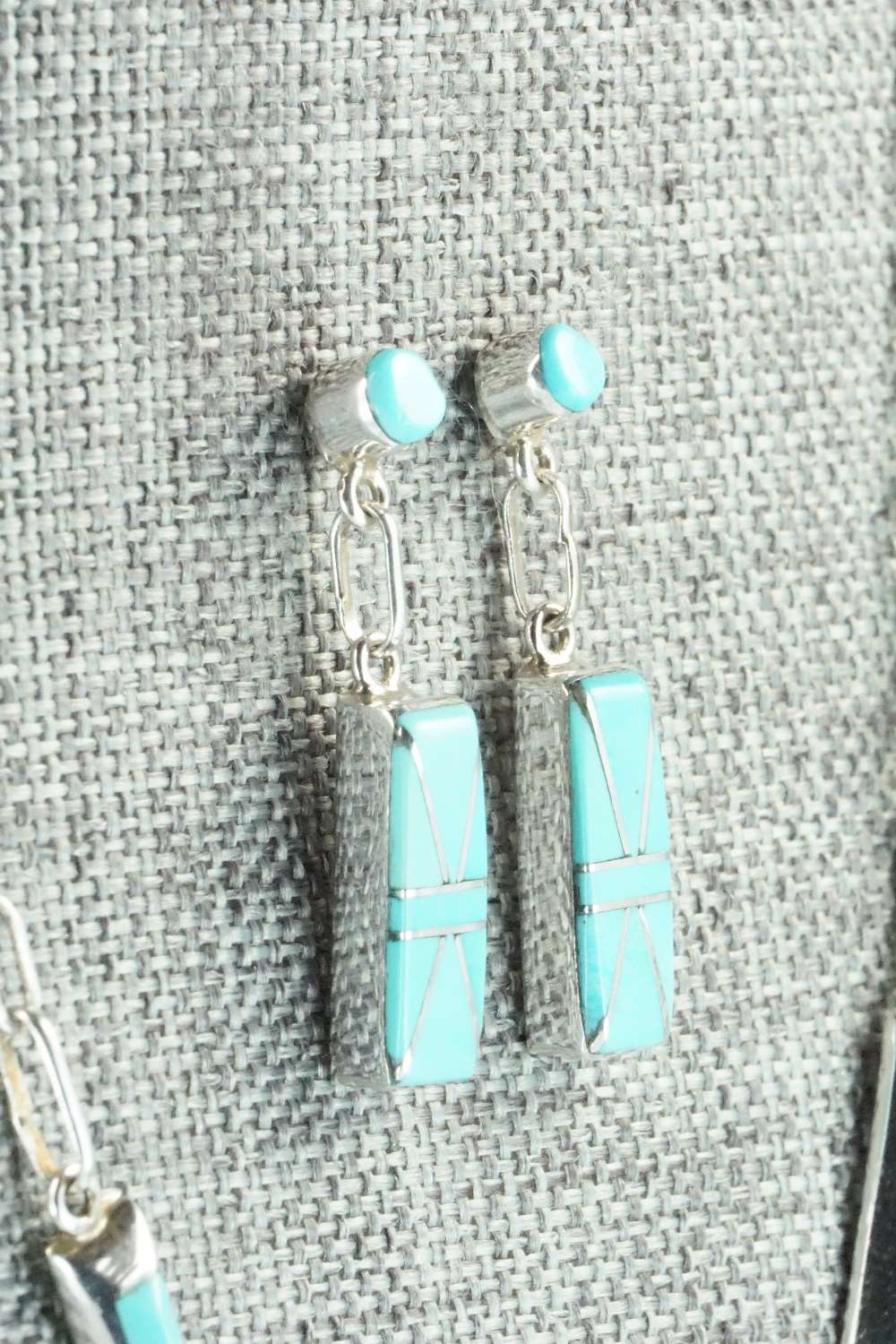 Turquoise & Sterling Silver Necklace and Earrings Set - Jolene Lamy