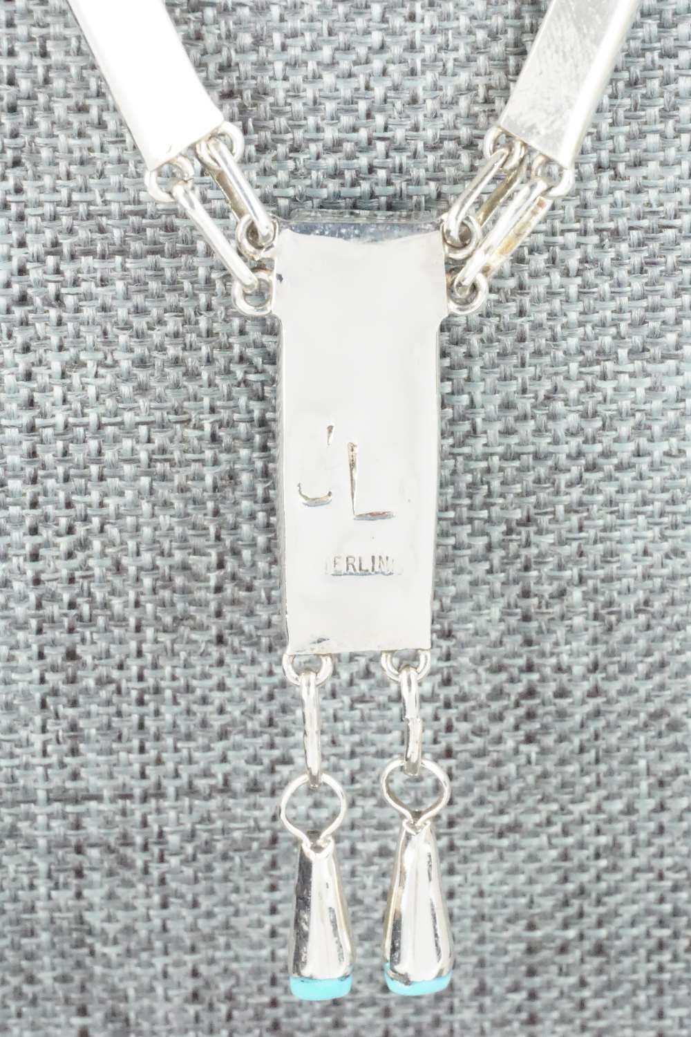Turquoise & Sterling Silver Necklace and Earrings Set - Jolene Lamy