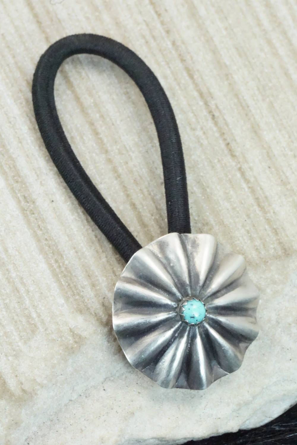 Turquoise & Sterling Silver Hair Tie - Arlene Soce