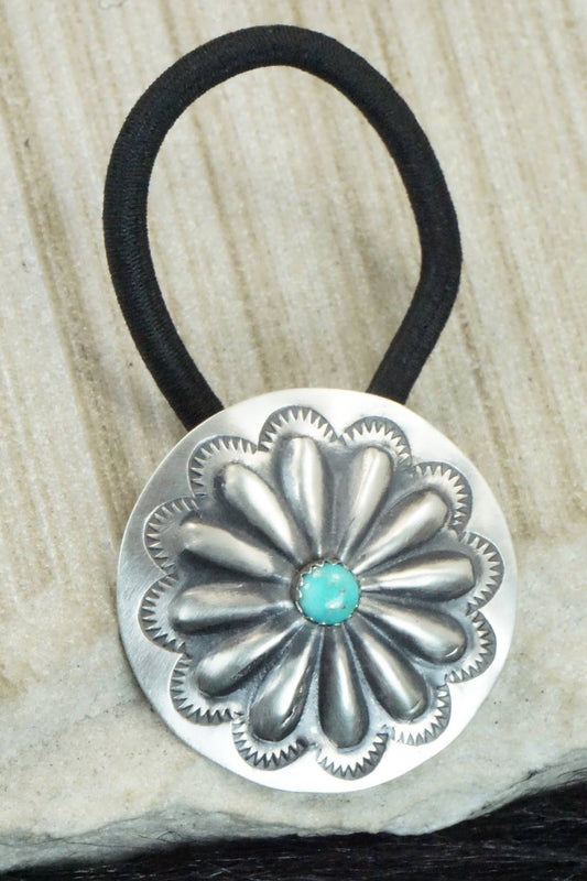 Turquoise & Sterling Silver Hair Tie - Arlene Soce