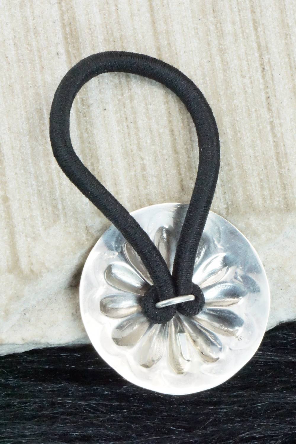 Turquoise & Sterling Silver Hair Tie - Arlene Soce