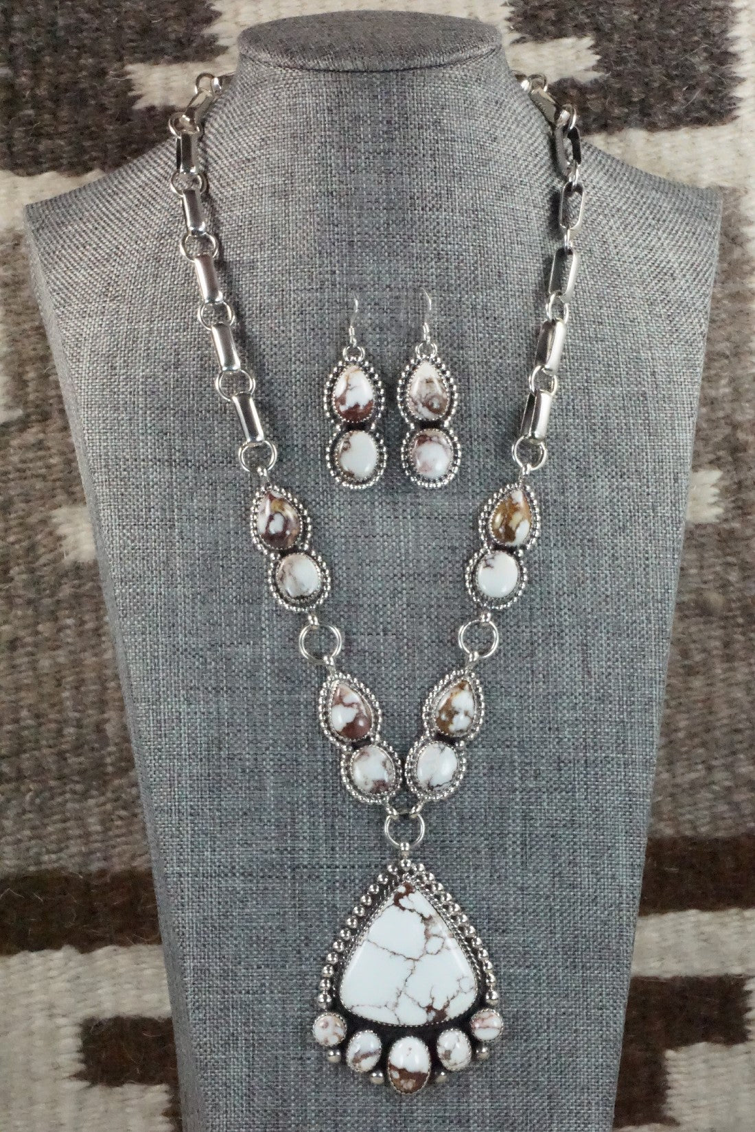 Wild Horse & Sterling Silver Necklace and Earrings - Alvin Joe