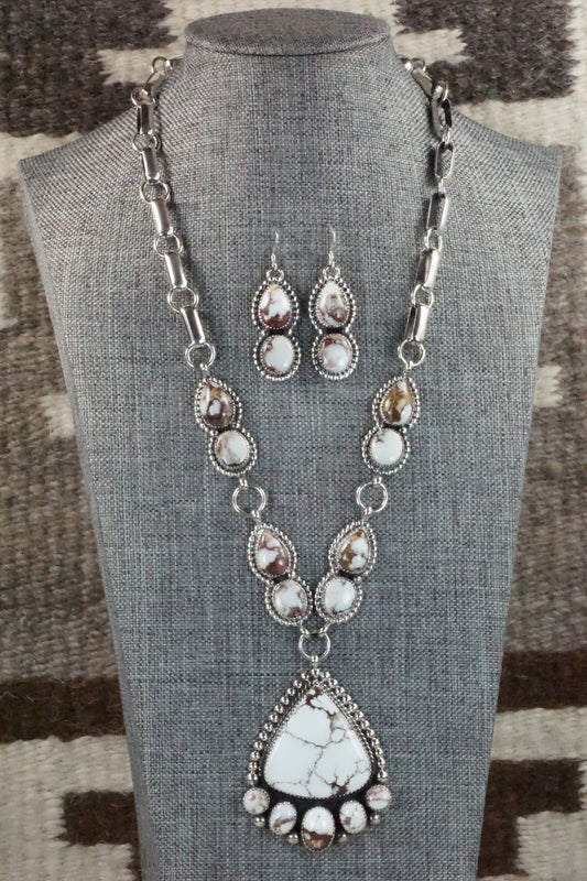 Wild Horse & Sterling Silver Necklace and Earrings - Alvin Joe