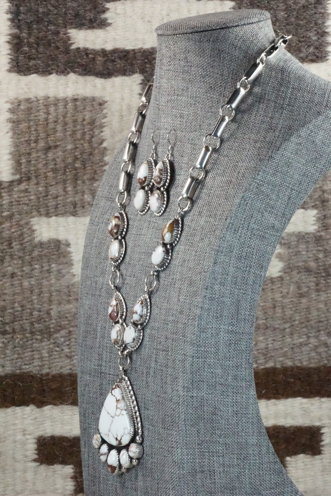 Wild Horse & Sterling Silver Necklace and Earrings - Alvin Joe
