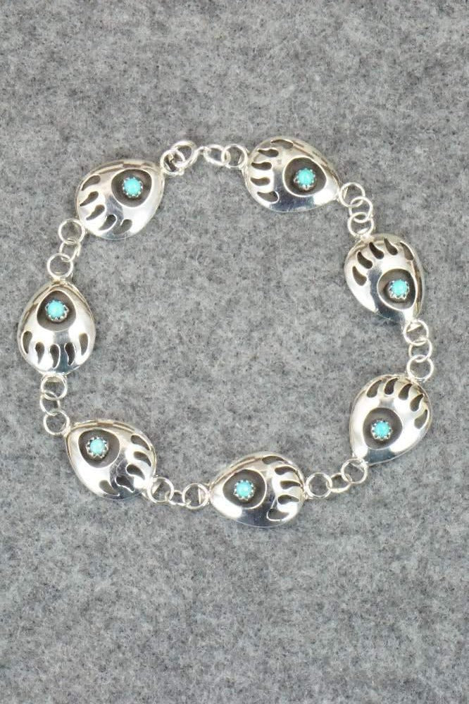 Turquoise & Sterling Silver Link Bracelet - Leta Parker