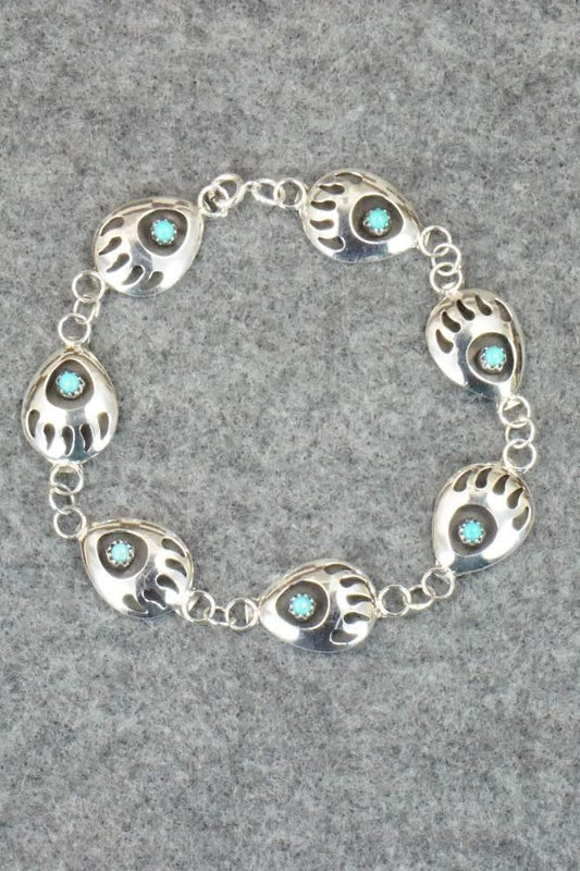 Turquoise & Sterling Silver Link Bracelet - Leta Parker