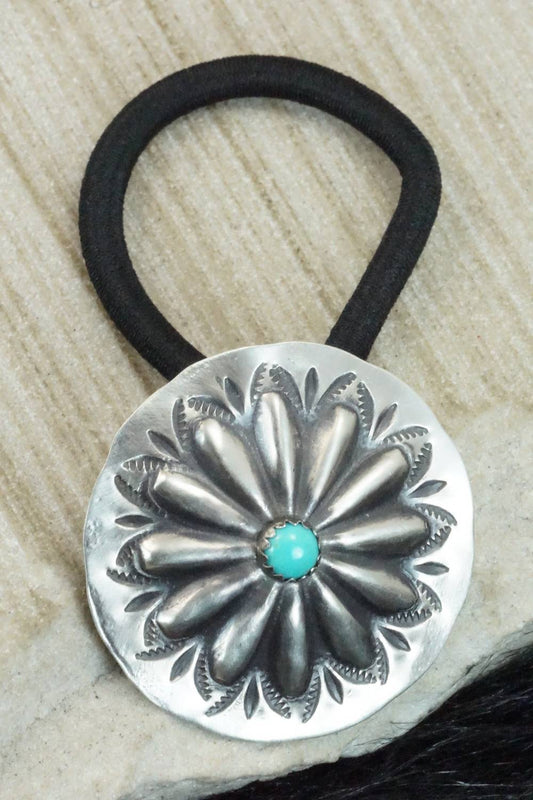 Turquoise & Sterling Silver Hair Tie - Arlene Soce
