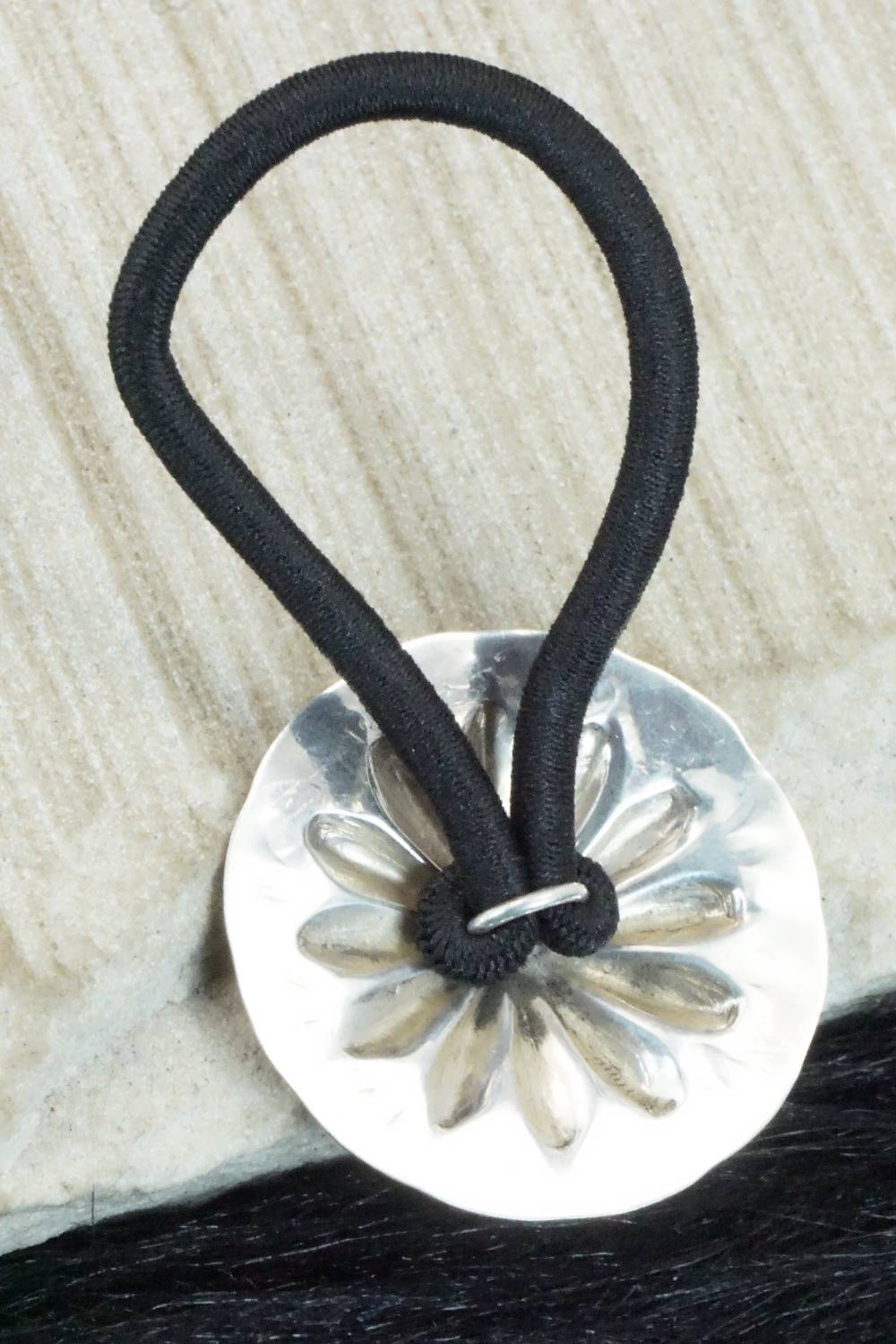 Turquoise & Sterling Silver Hair Tie - Arlene Soce