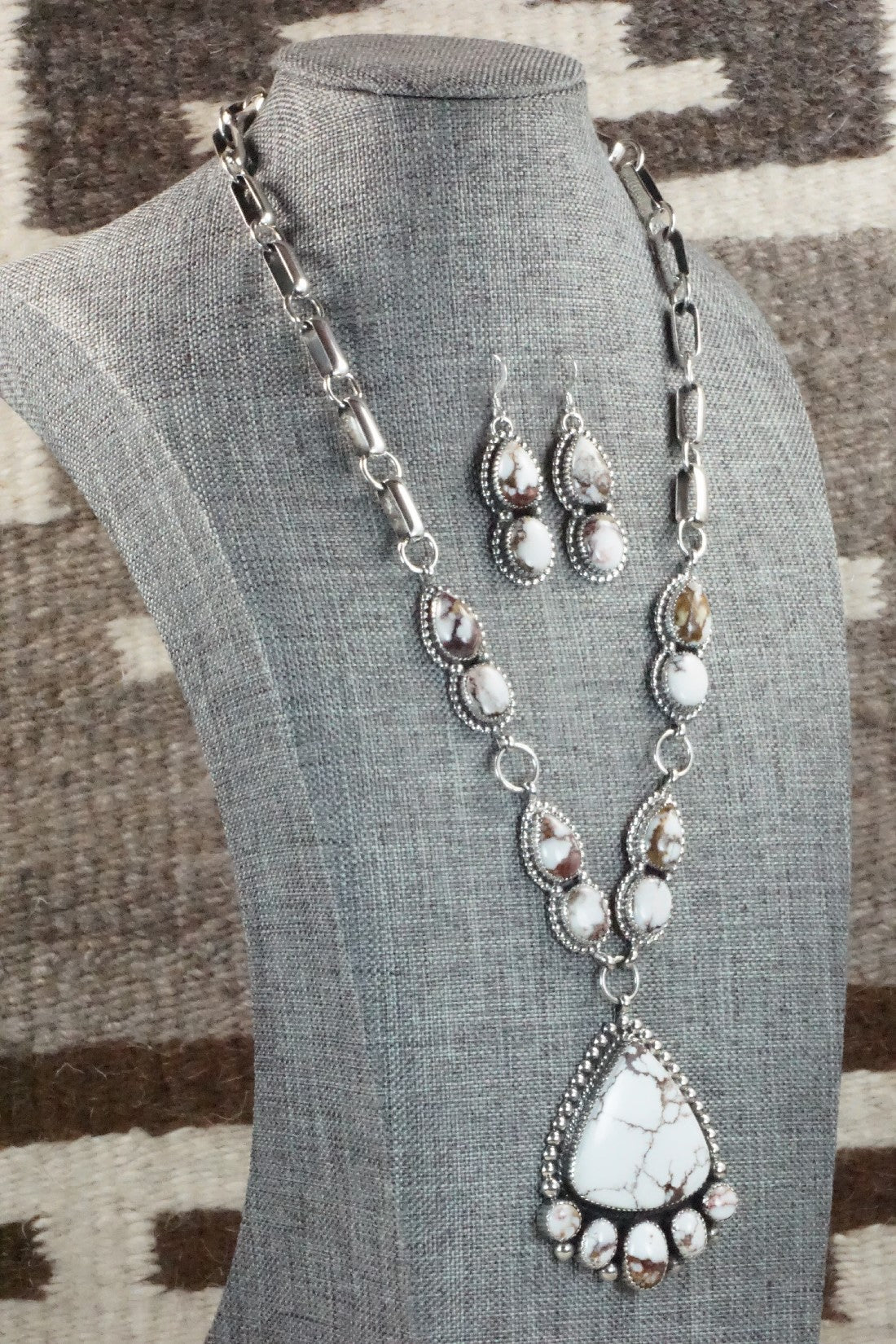 Wild Horse & Sterling Silver Necklace and Earrings - Alvin Joe