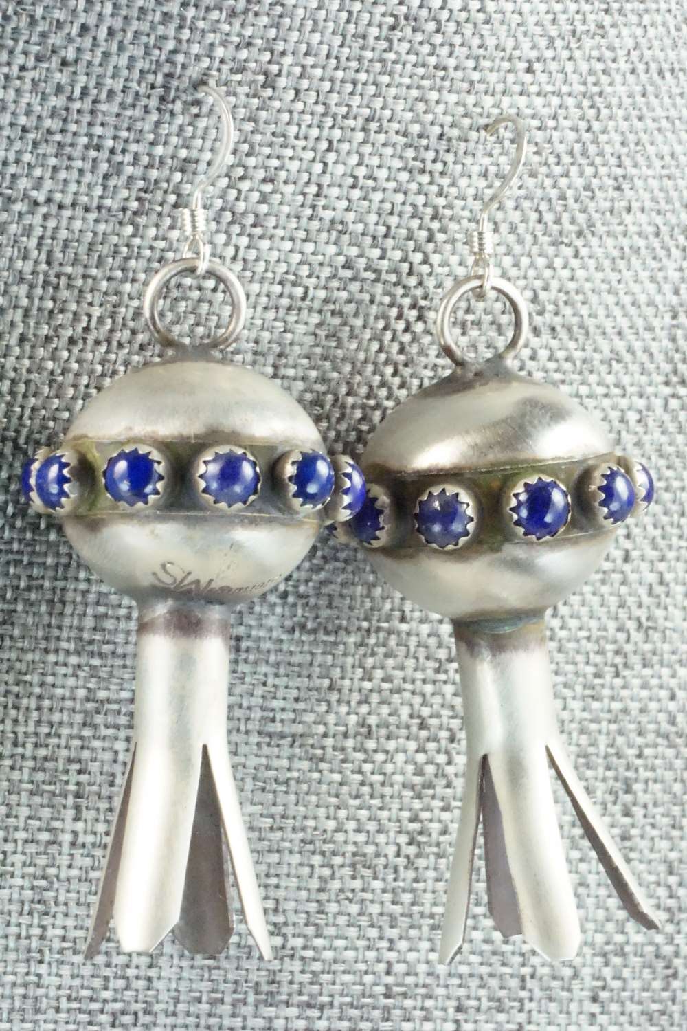 Lapis & Sterling Silver Blossom Earrings - Monica Smith