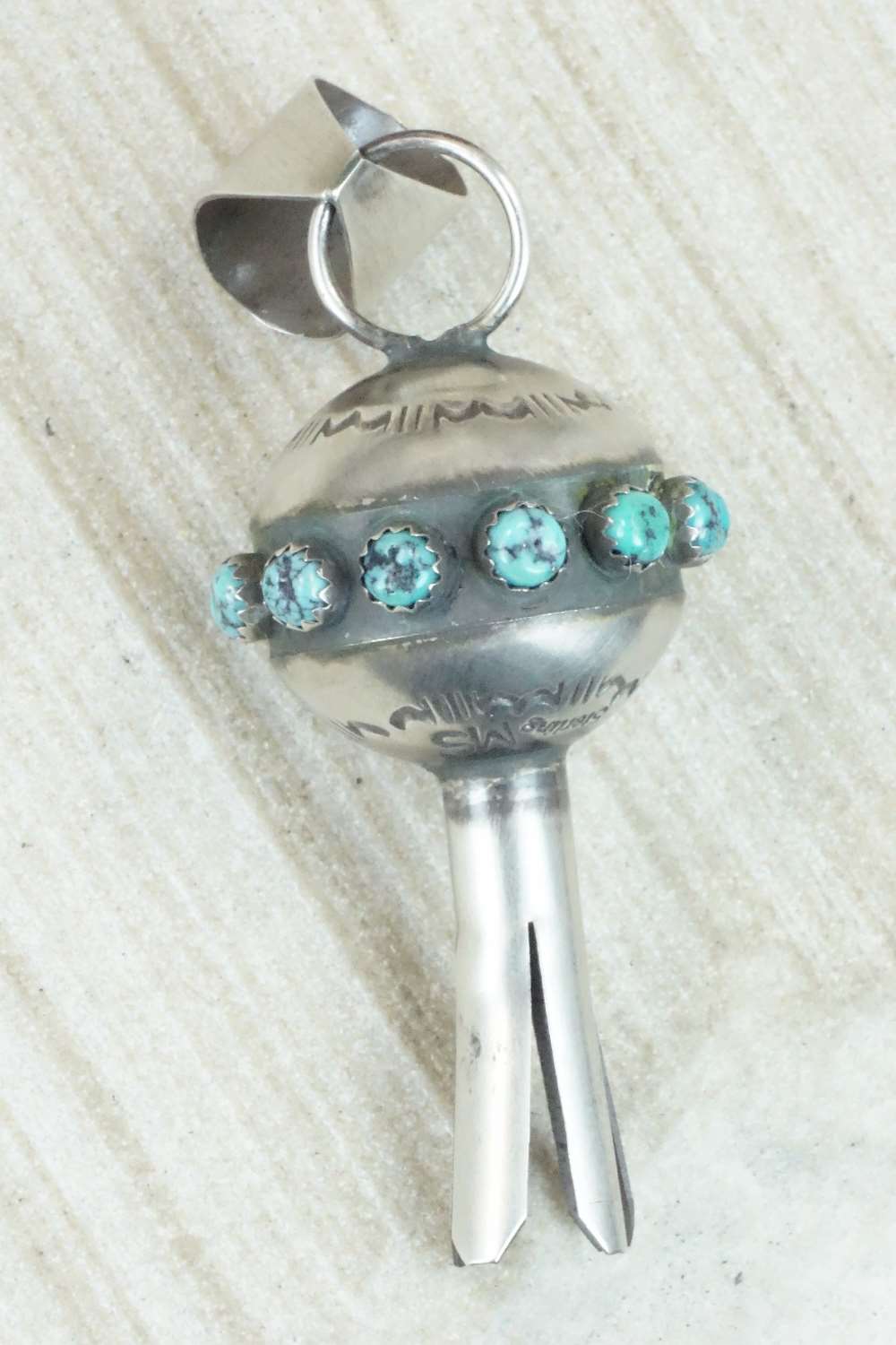 Turquoise & Sterling Silver Blossom Pendant - Monica Smith