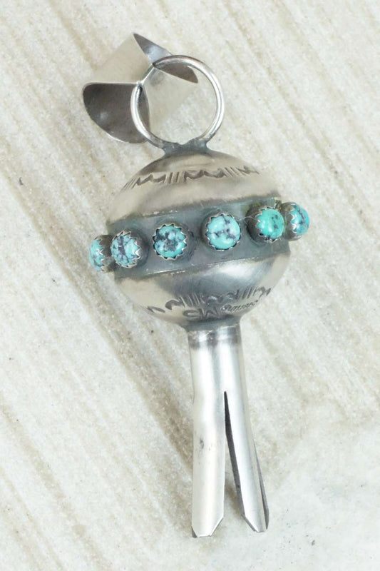 Turquoise & Sterling Silver Blossom Pendant - Monica Smith