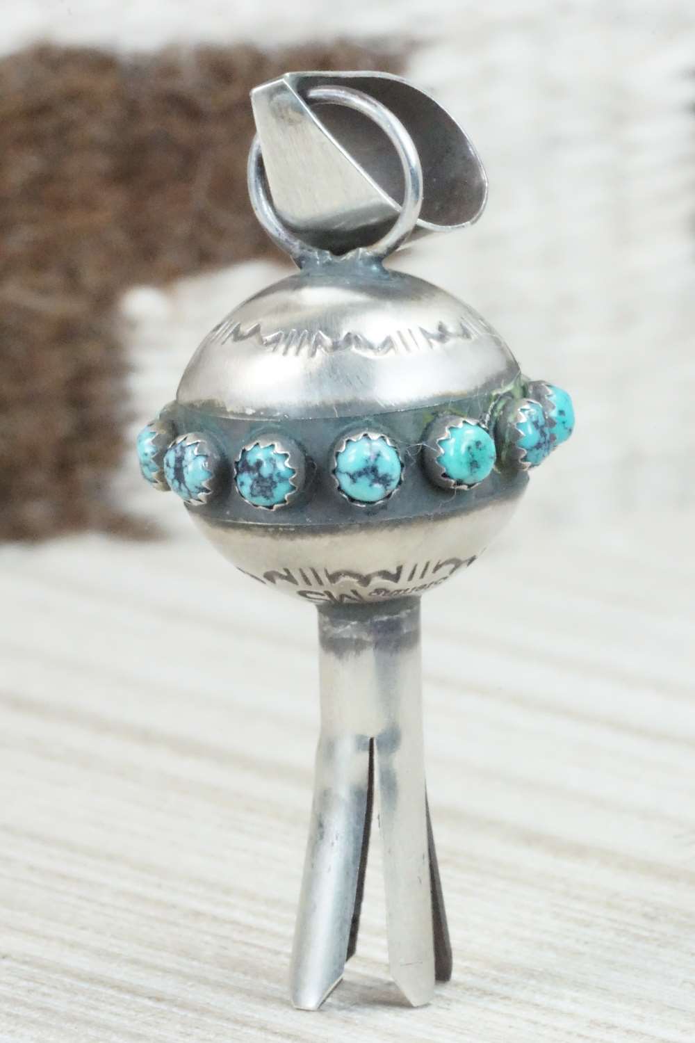 Turquoise & Sterling Silver Blossom Pendant - Monica Smith