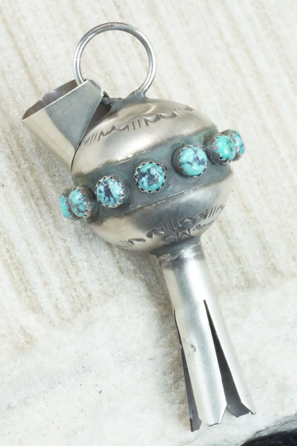 Turquoise & Sterling Silver Blossom Pendant - Monica Smith