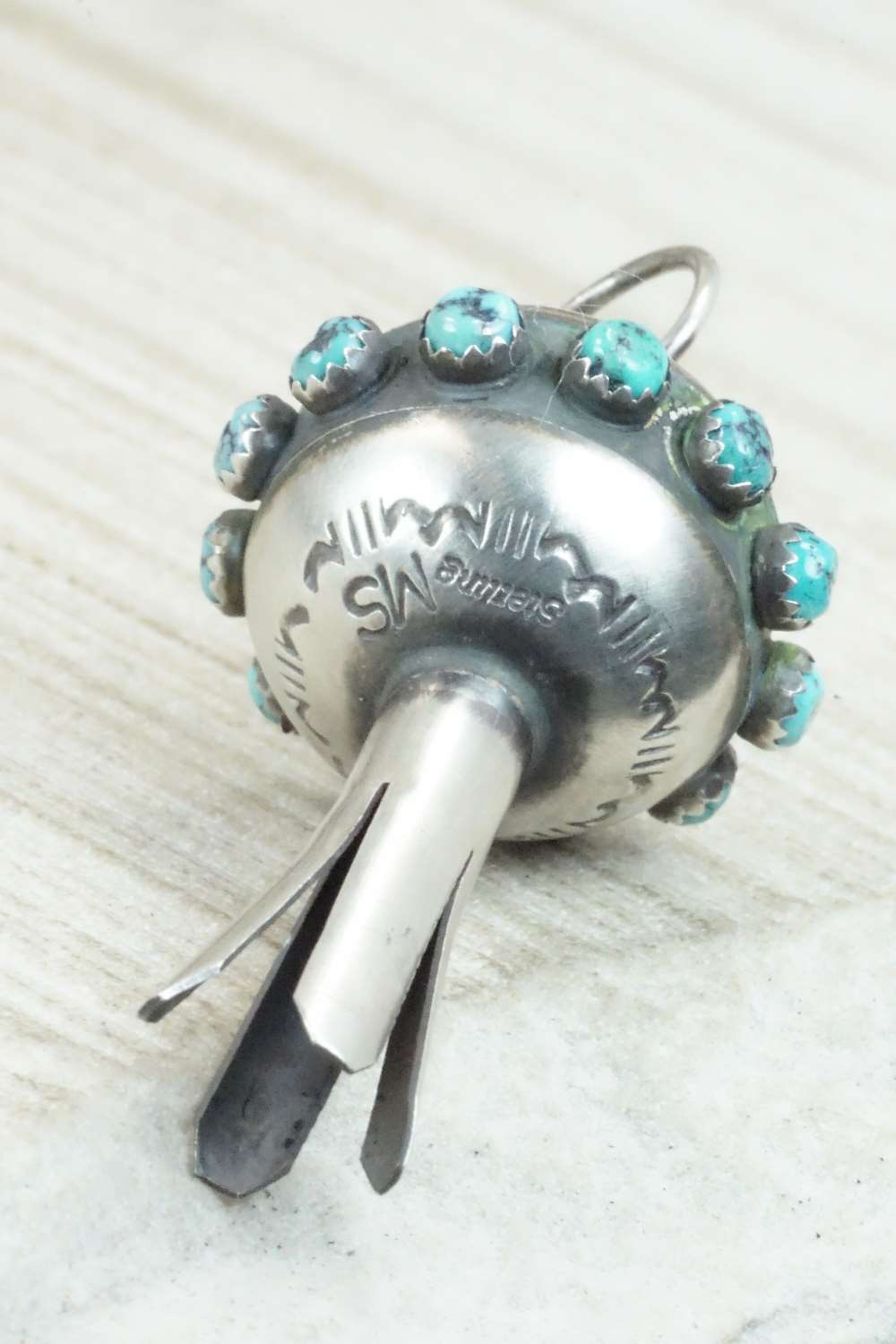 Turquoise & Sterling Silver Blossom Pendant - Monica Smith
