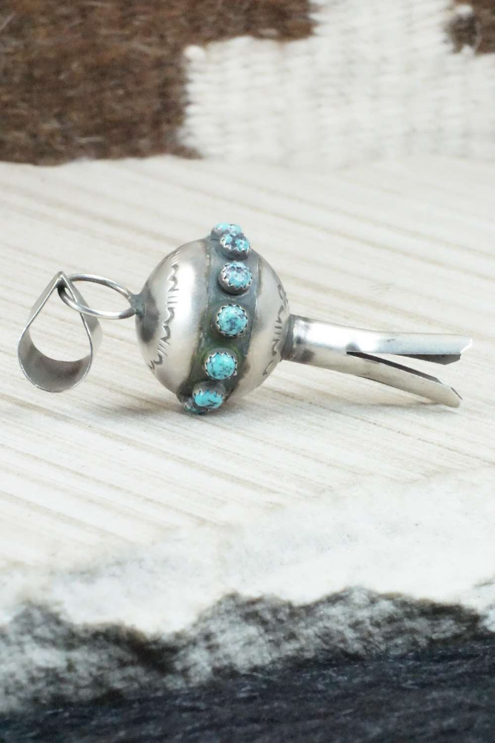 Turquoise & Sterling Silver Blossom Pendant - Monica Smith