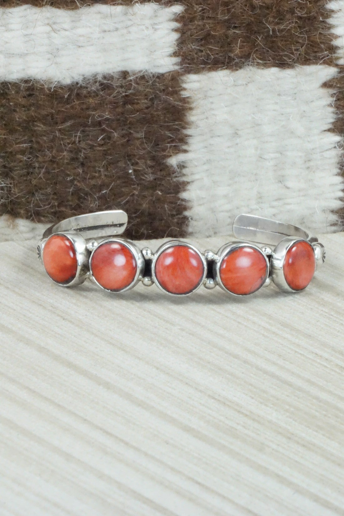 Spiny Oyster & Sterling Silver Bracelet - Priscilla Reeder