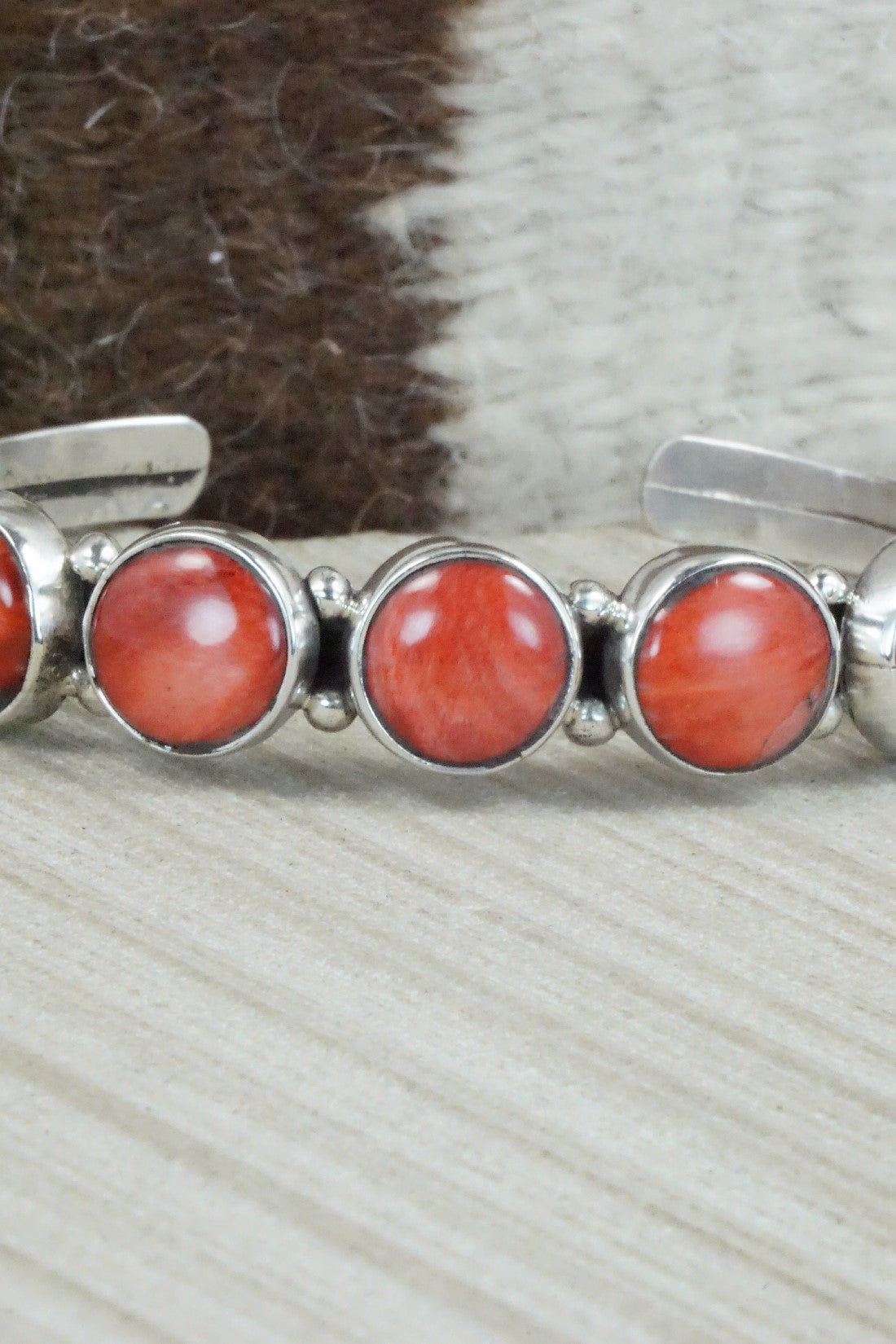 Spiny Oyster & Sterling Silver Bracelet - Priscilla Reeder