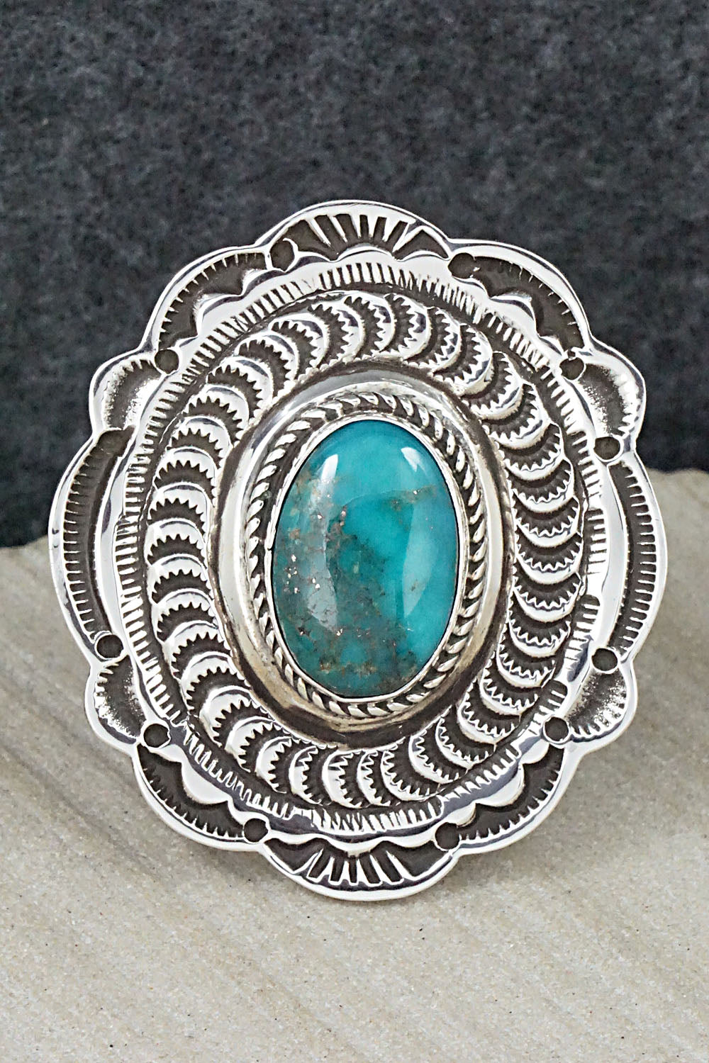 Turquoise & Sterling Silver Ring - Leonard Maloney - 11.5