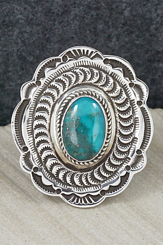 Turquoise & Sterling Silver Ring - Leonard Maloney - 11.5