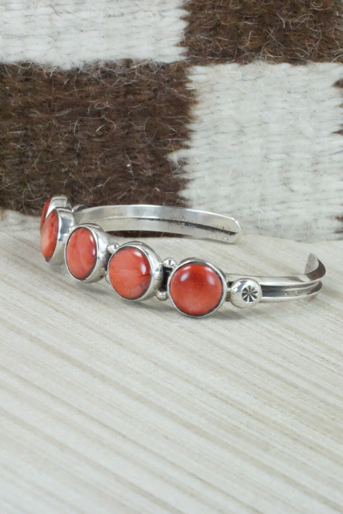 Spiny Oyster & Sterling Silver Bracelet - Priscilla Reeder