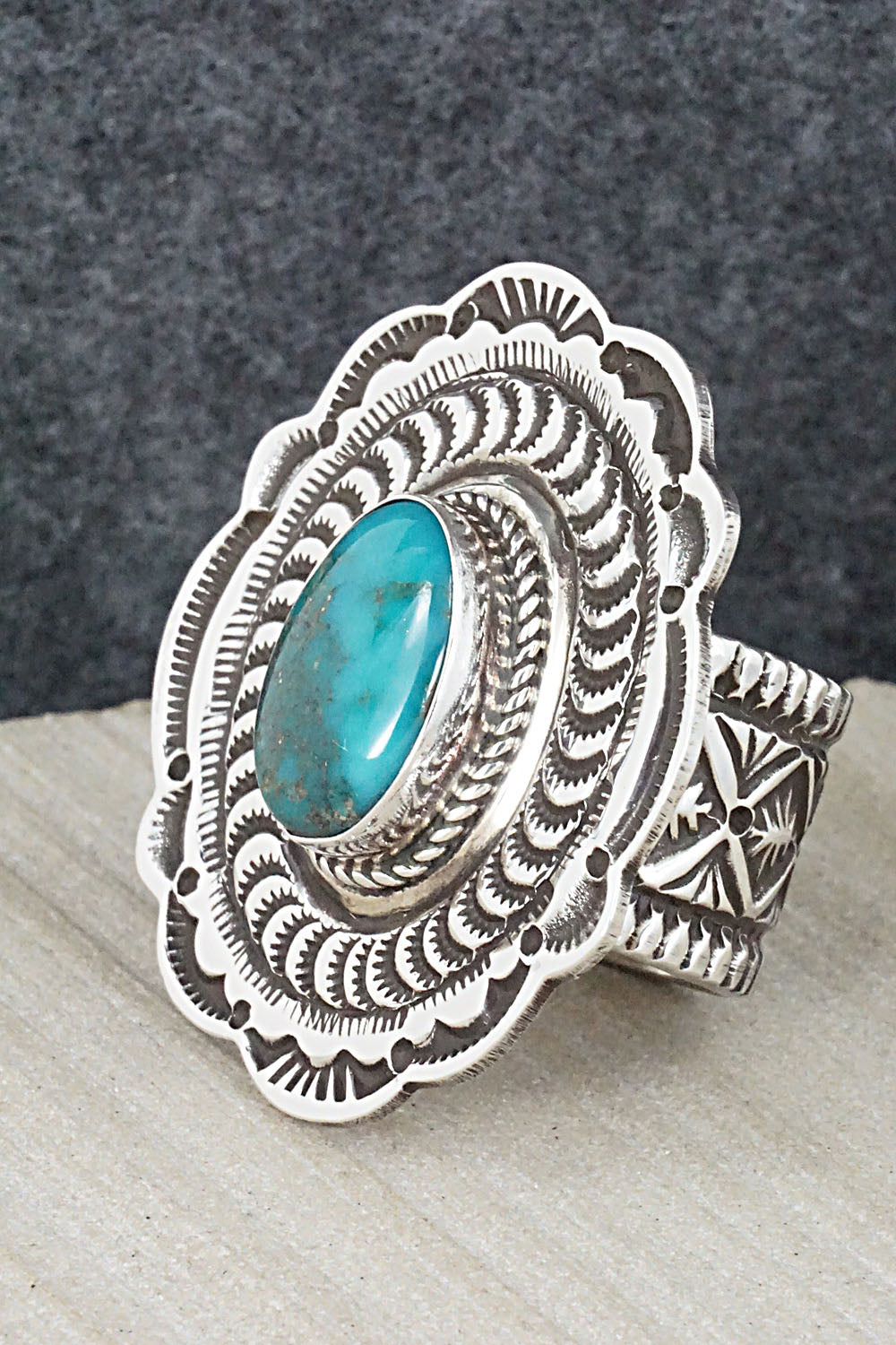 Turquoise & Sterling Silver Ring - Leonard Maloney - 11.5