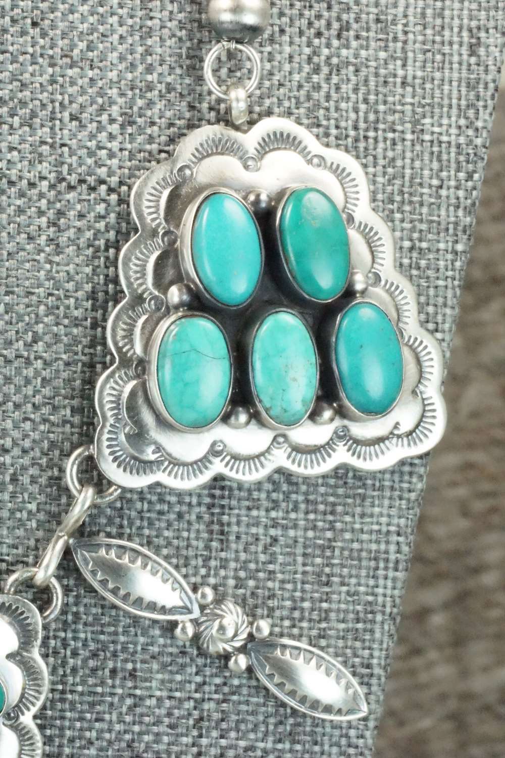 Turquoise & Sterling Silver Necklace and Earrings Set - Derrick Gordon