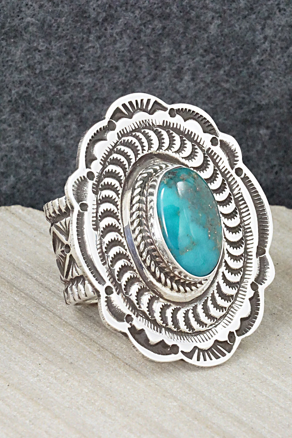 Turquoise & Sterling Silver Ring - Leonard Maloney - 11.5