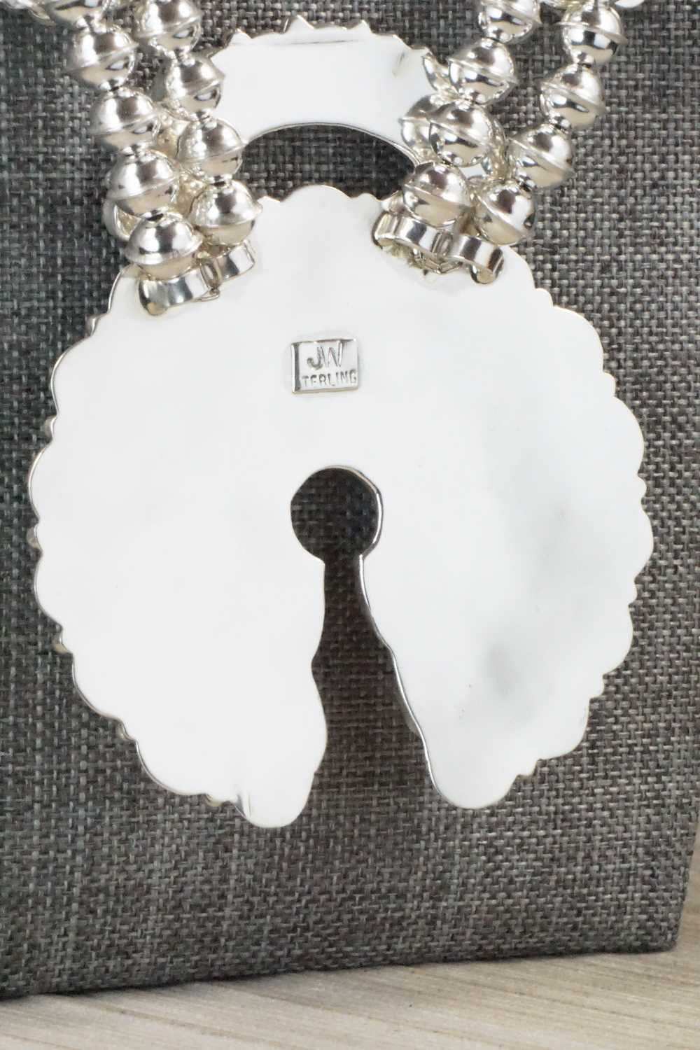 Coral & Sterling Silver Squash Blossom Necklace Set - Justina Wilson
