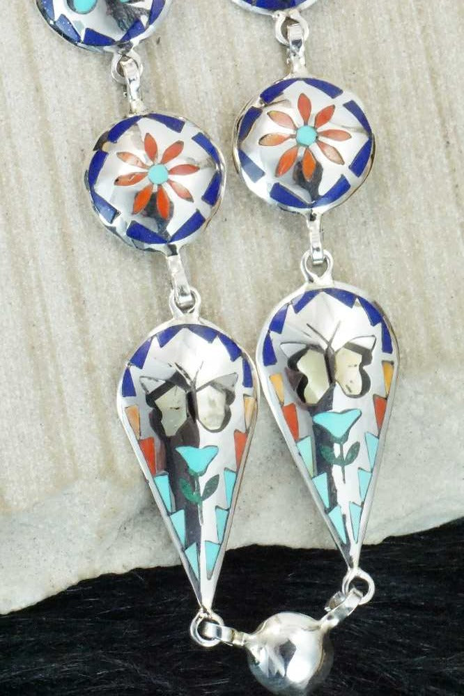 Multi Stone & Sterling Silver Inlay Necklace - Quintin Quam Sr
