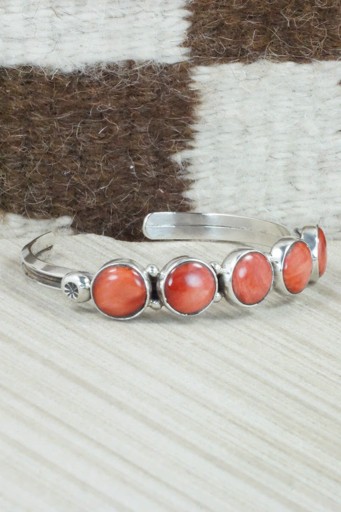 Spiny Oyster & Sterling Silver Bracelet - Priscilla Reeder