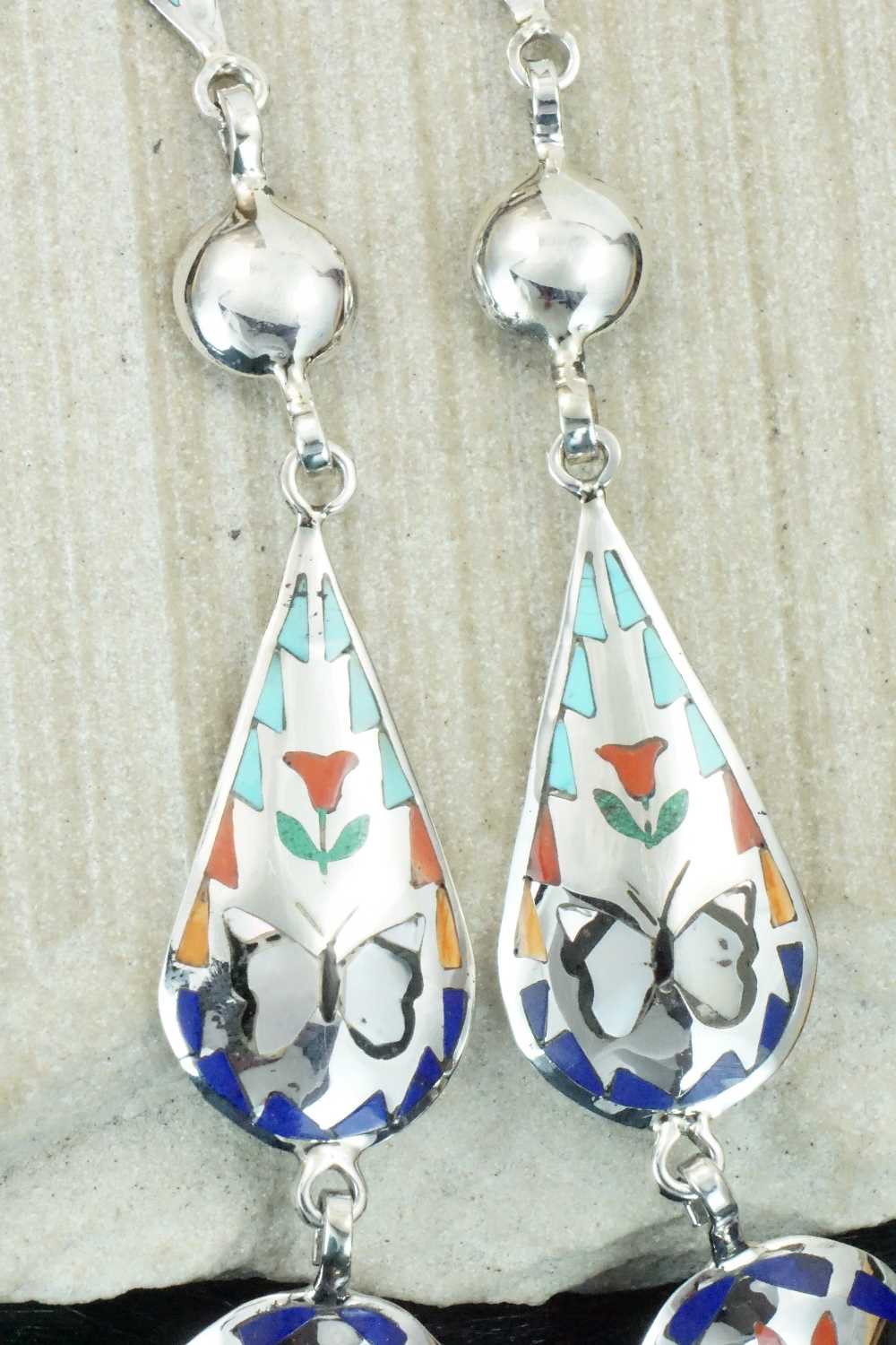 Multi Stone & Sterling Silver Inlay Necklace - Quintin Quam Sr