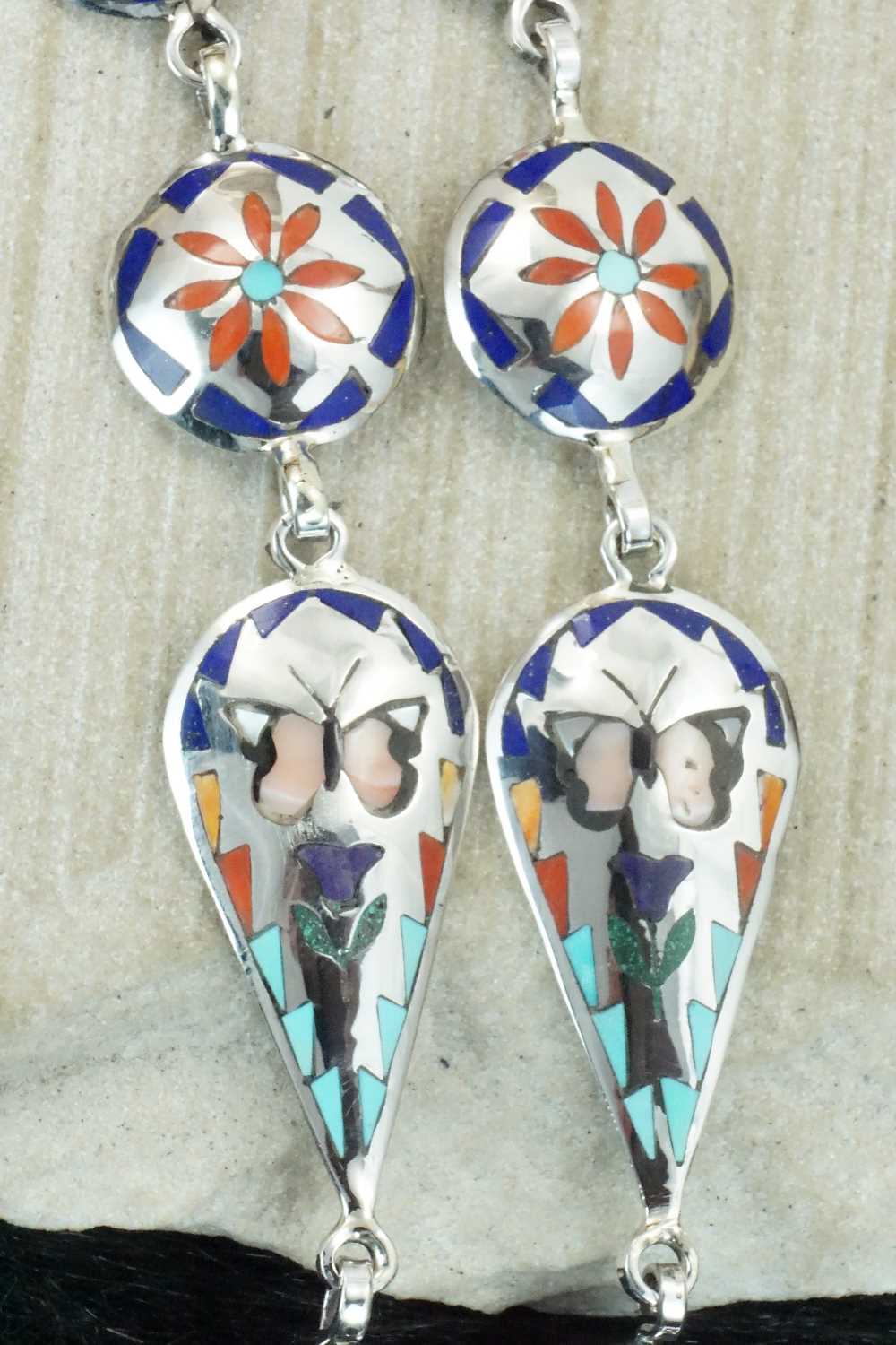 Multi Stone & Sterling Silver Inlay Necklace - Quintin Quam Sr