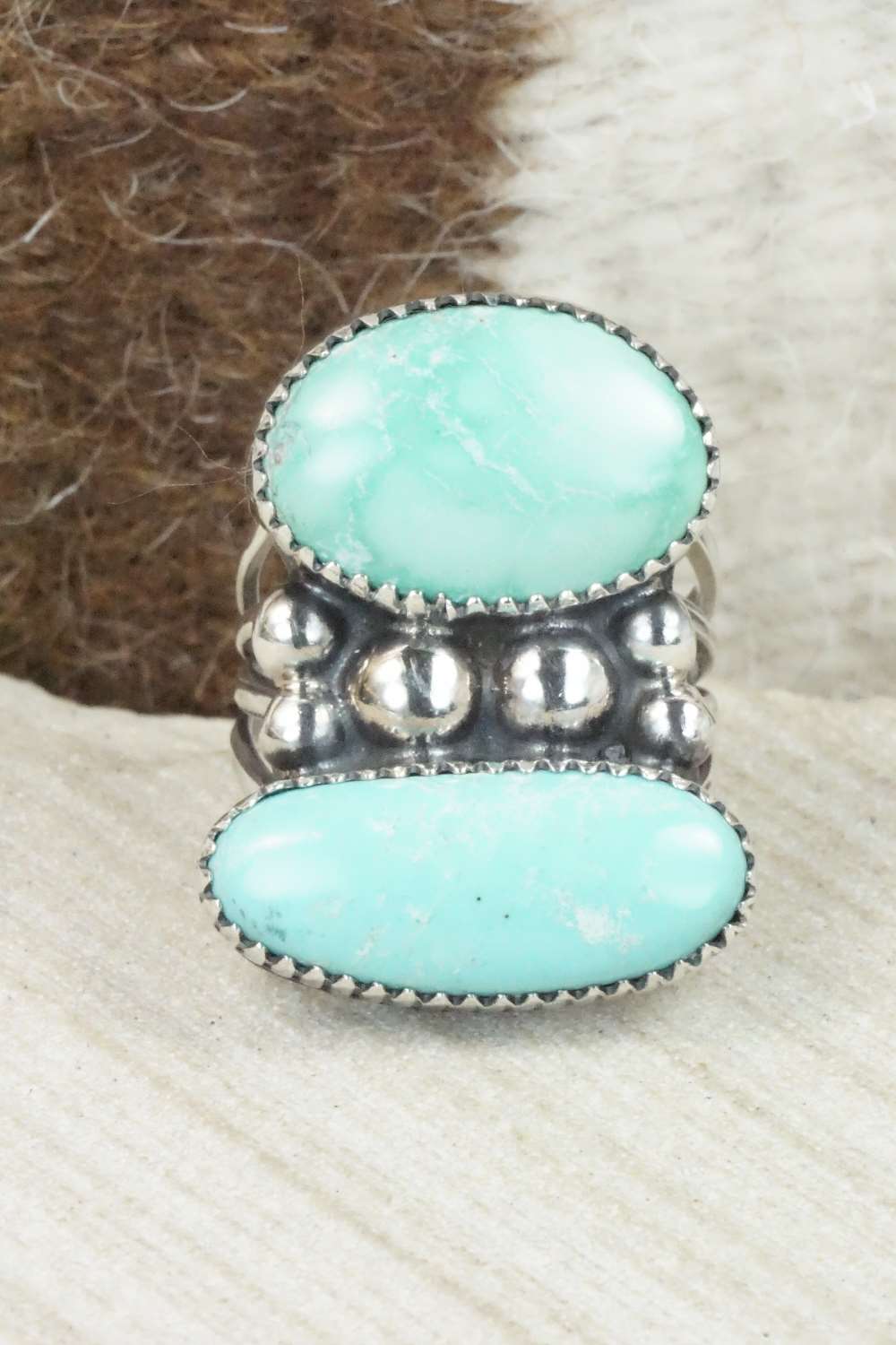 Turquoise & Sterling Silver Ring - Alvin Joe - Size 8.25