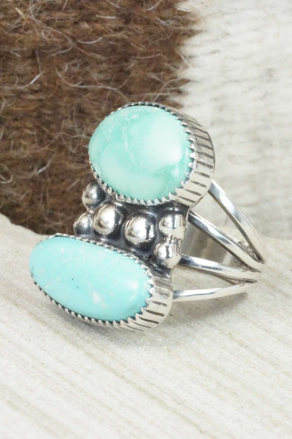 Turquoise & Sterling Silver Ring - Alvin Joe - Size 8.25