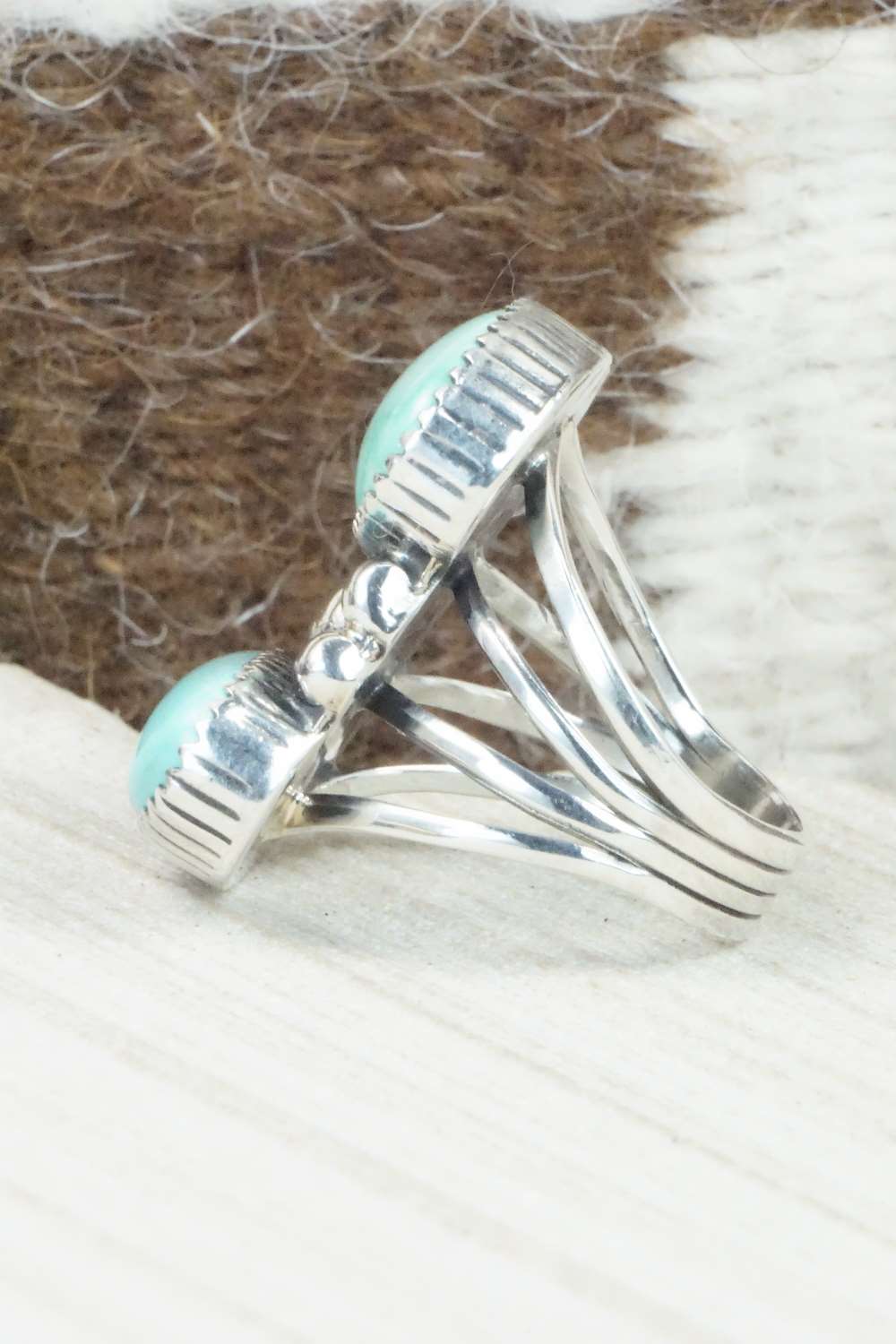 Turquoise & Sterling Silver Ring - Alvin Joe - Size 8.25