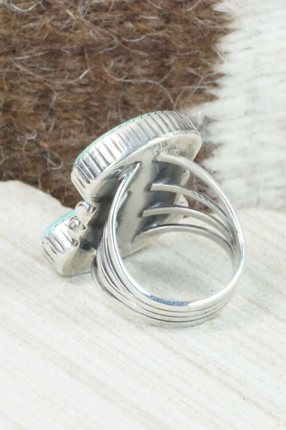 Turquoise & Sterling Silver Ring - Alvin Joe - Size 8.25