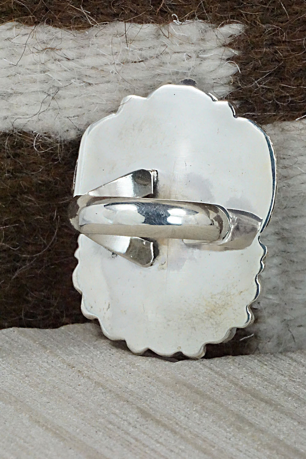 Turquoise, Spiny Oyster & Sterling Silver Ring - Sandra Parkett - Size 8.5 (Adj)