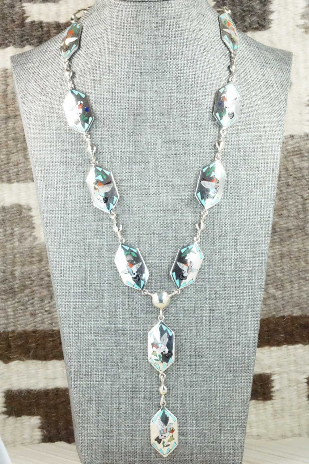 Multi Stone & Sterling Silver Inlay Necklace - Quintin Quam Sr