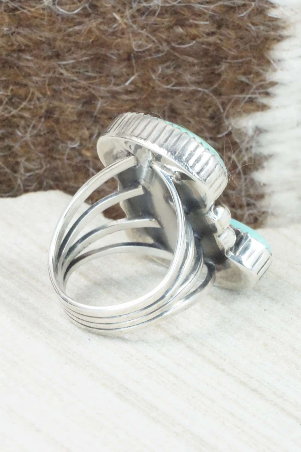 Turquoise & Sterling Silver Ring - Alvin Joe - Size 8.25
