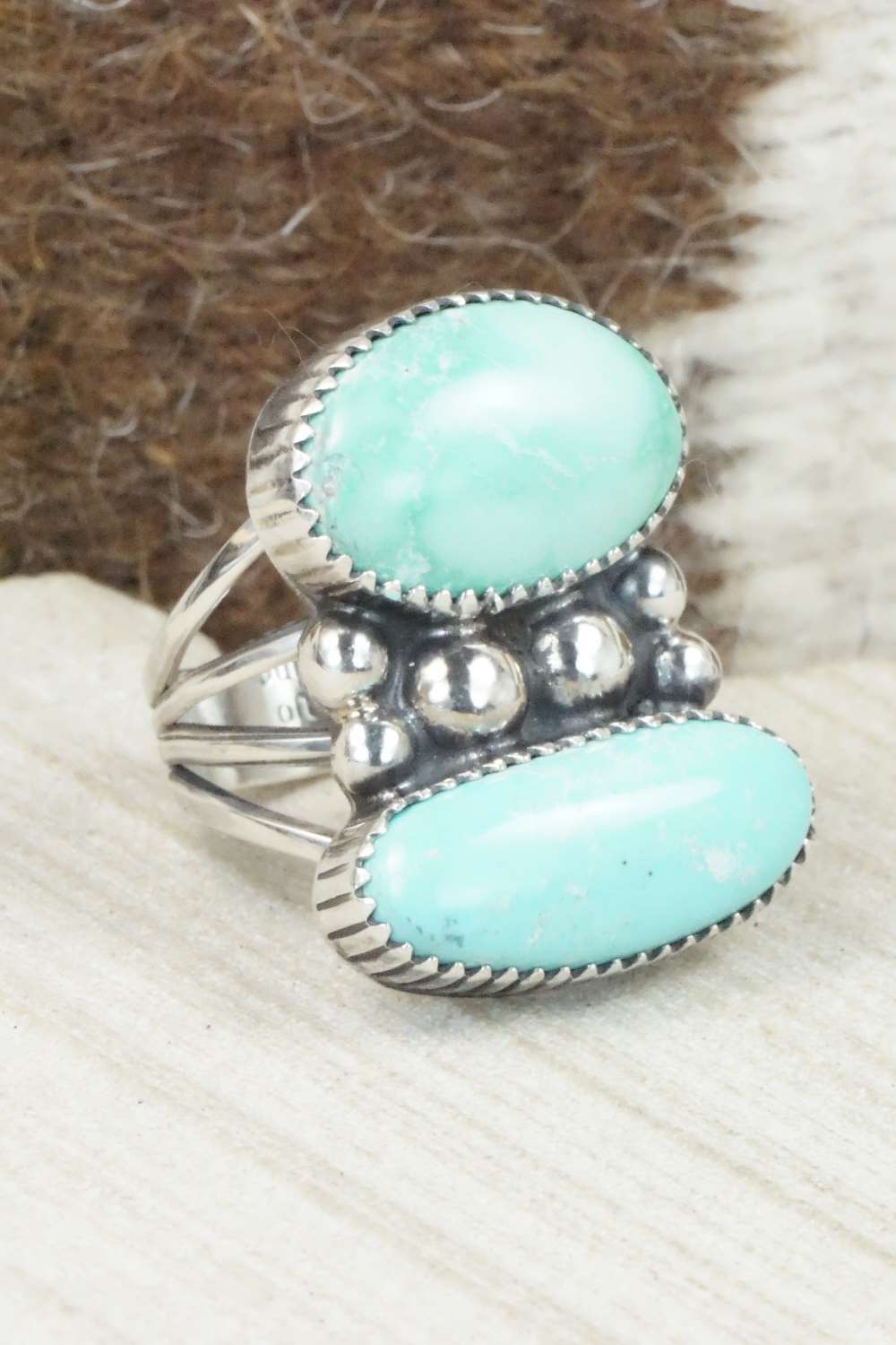 Turquoise & Sterling Silver Ring - Alvin Joe - Size 8.25