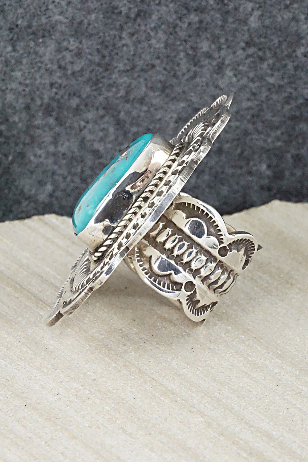 Turquoise & Sterling Silver Ring - Leonard Maloney - 6.5