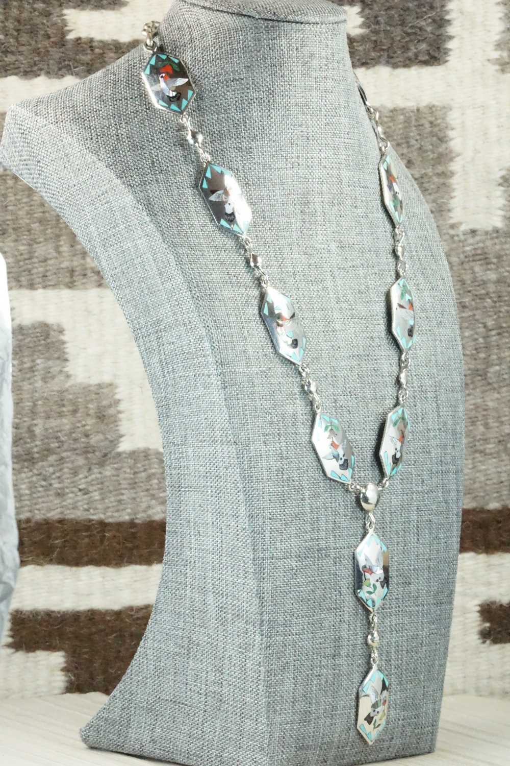 Multi Stone & Sterling Silver Inlay Necklace - Quintin Quam Sr