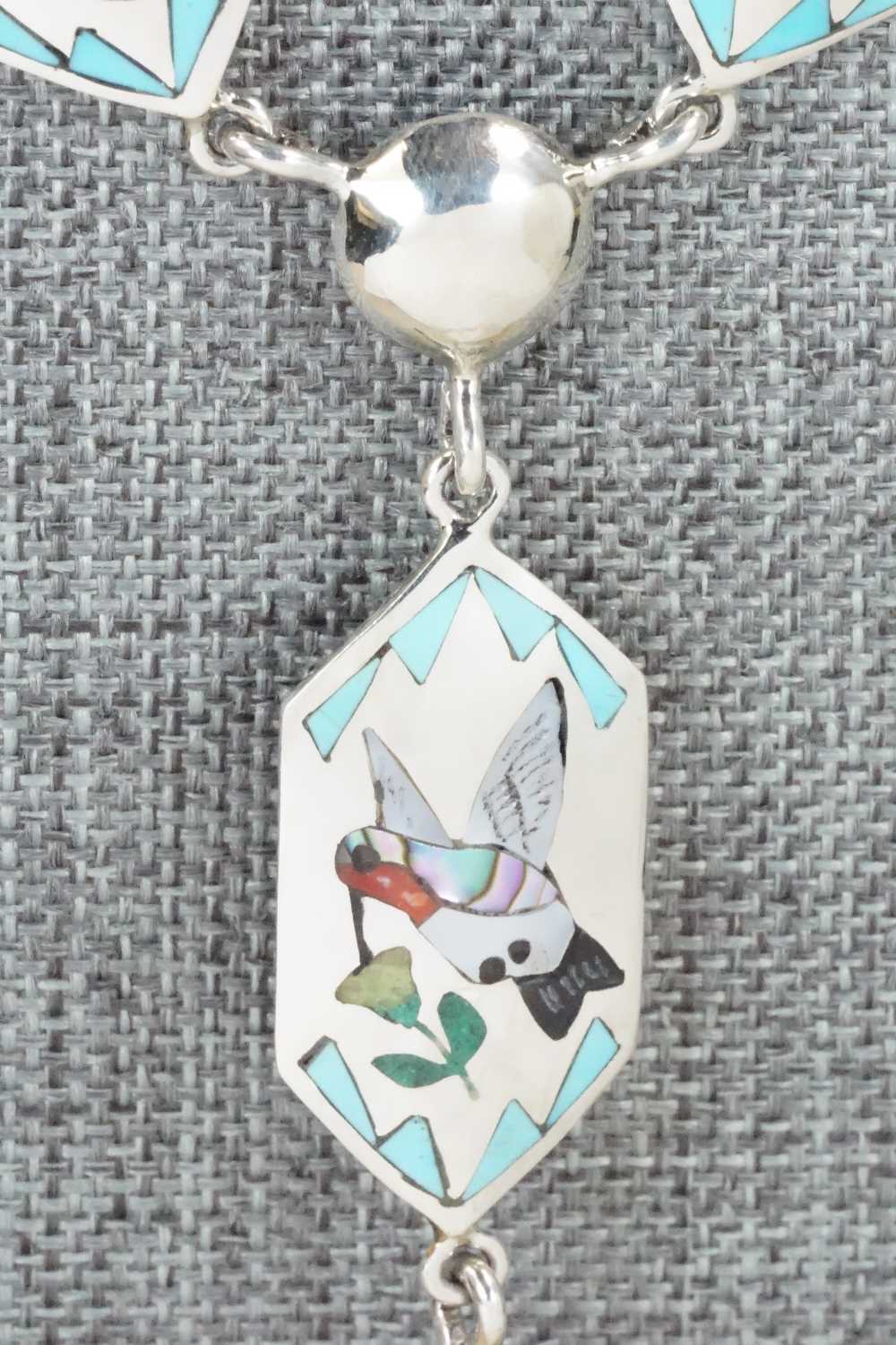 Multi Stone & Sterling Silver Inlay Necklace - Quintin Quam Sr