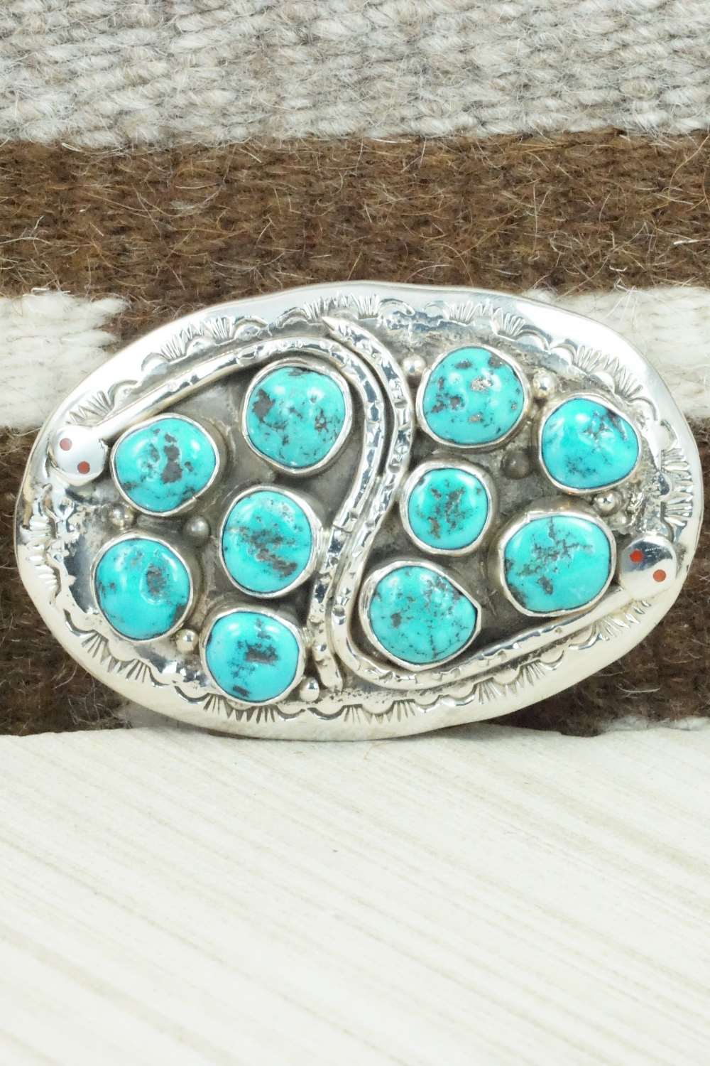 Turquoise & Sterling Silver Bolo Tie and Buckle - Jude Candelaria